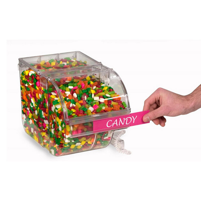 Bac à bonbons en acrylique 3 gallons 8 x 8 x 13 po avec porte-étiquette Scoop