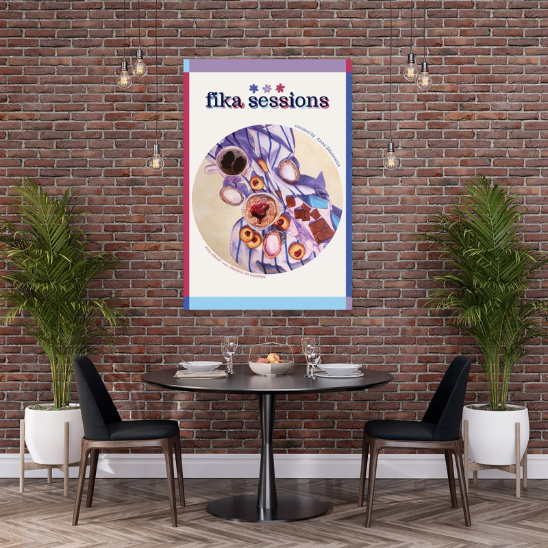 Fika Coffee Break Vibrant Contemporary Wall Art Print 1 Piece Wrapped Canvas Wall Art, 152.4cm H x 101.6cm W