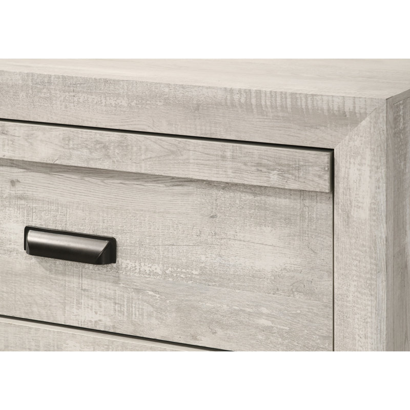 Beige Gray Bedroom Nightstand - 2 Drawers, Rustic Elegant Storage Finish