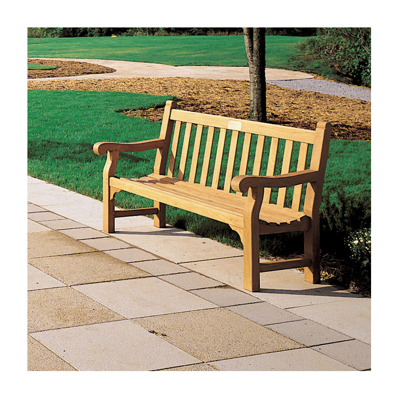 Hyde Park Outdoor Teak Bench, Canvas Canvas Sunbrella® Canvas, 38" H x 72" W x 20.5" D