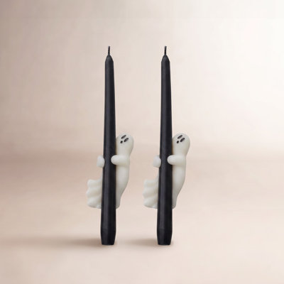 Unscented Ghost Taper Candles In Box Black & White