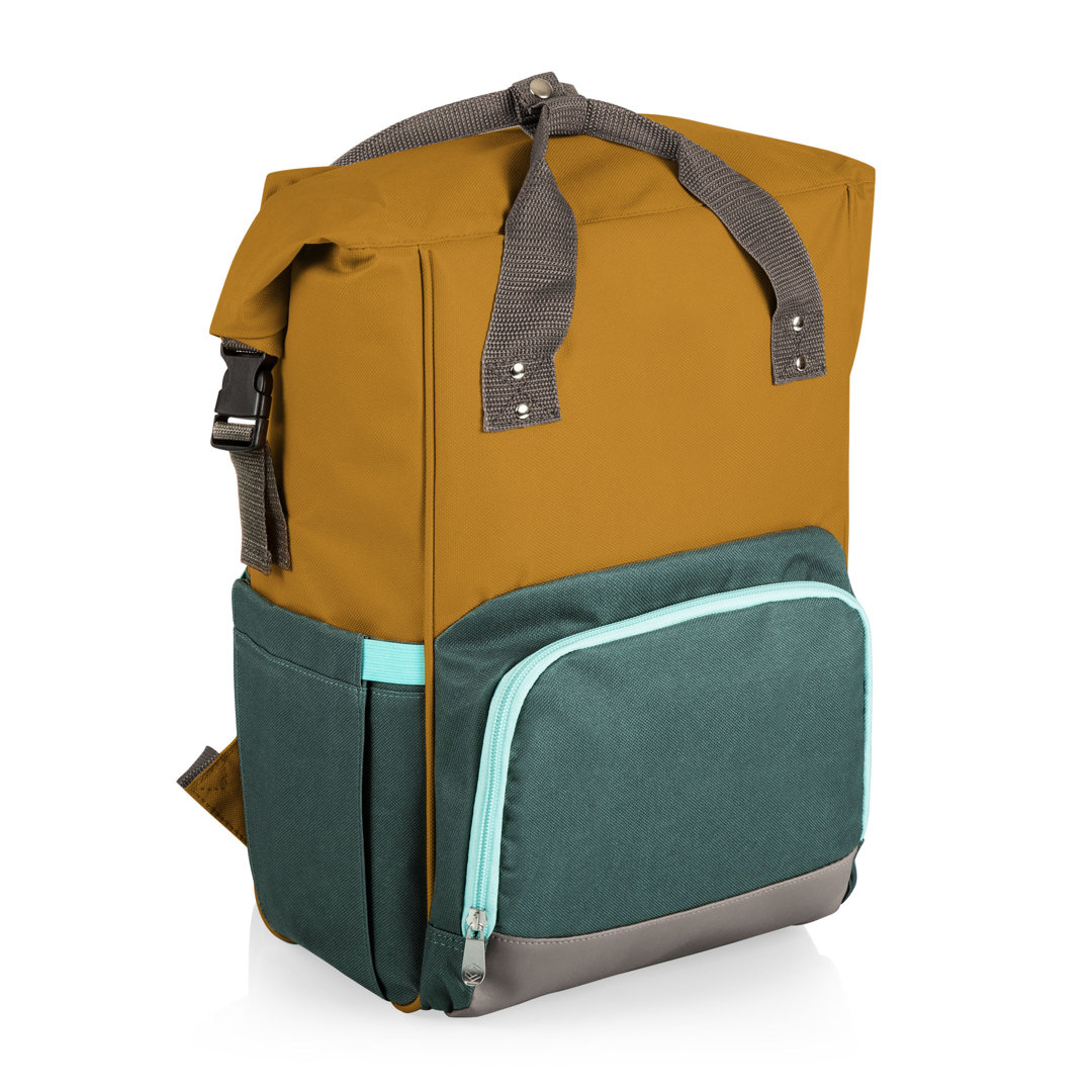 On The Go Roll-Top Insulated Backpack Cooler Picnic Time 