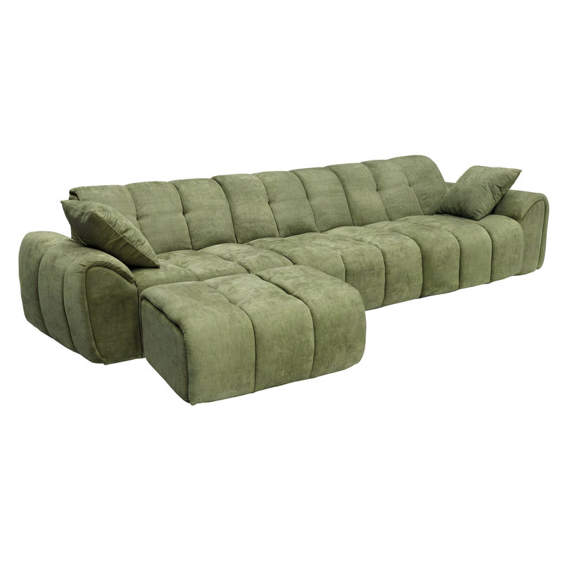 Boneless 120" Modular Boneless Sofa with Chaise Lounge, Chenille Fabric, Modern Pull-Apart Sectional for Living Room, 4-Piece Set