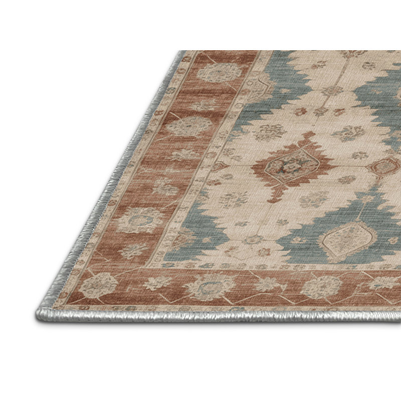 Tapis beige surteint lavable à la machine, Rectangulaire 2 pi x 3 pi