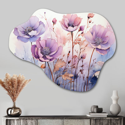 «Mauve mystique Blooms II - Botanicals», impression murale en métal asymétrique