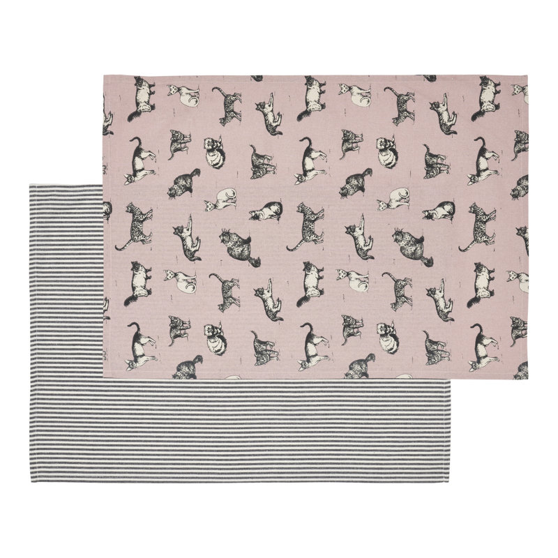 Tea Towel Kitchen Towel, 2, Grey/Pink