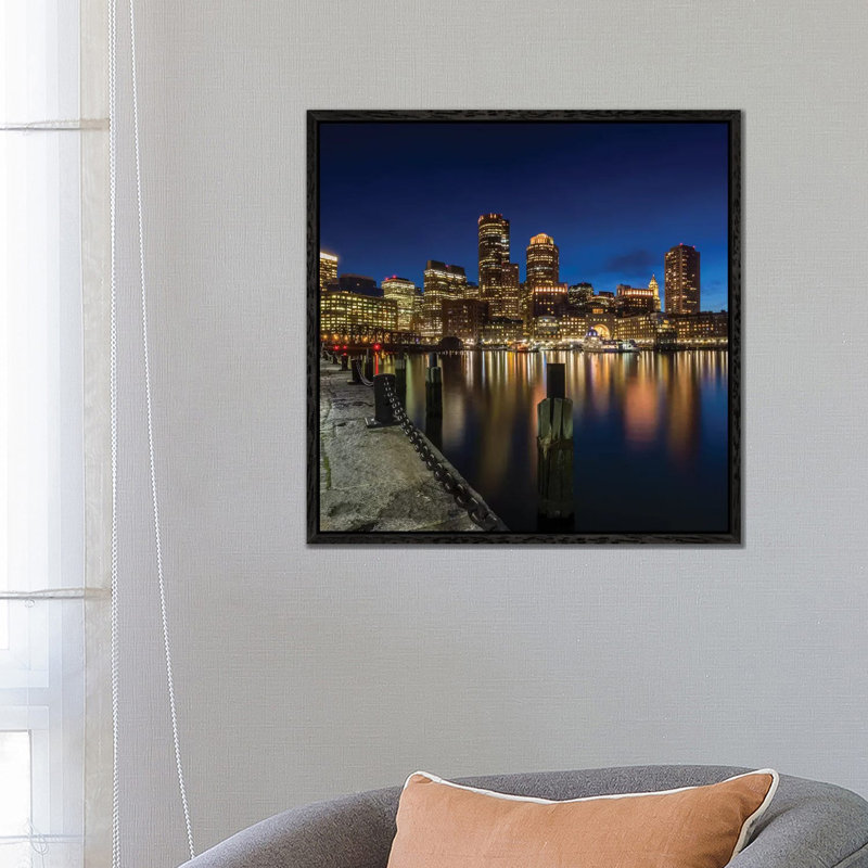 Boston Fan Pier Park View by Melanie Viola - Print on Canvas, 66.04cm H x 66.04cm W x 3.81cm D, Black Framed