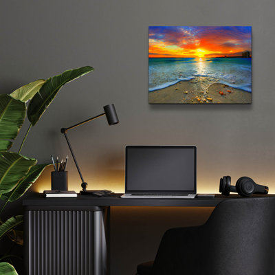 " Amazing Red Sunset Over Blue Ocean " by Ezra Tanner