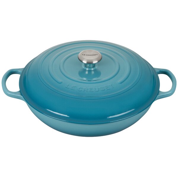 Le Creuset Enameled Dutch Oven, 2.75 qt, Blue Marseille Shallow Round  Cocotte 