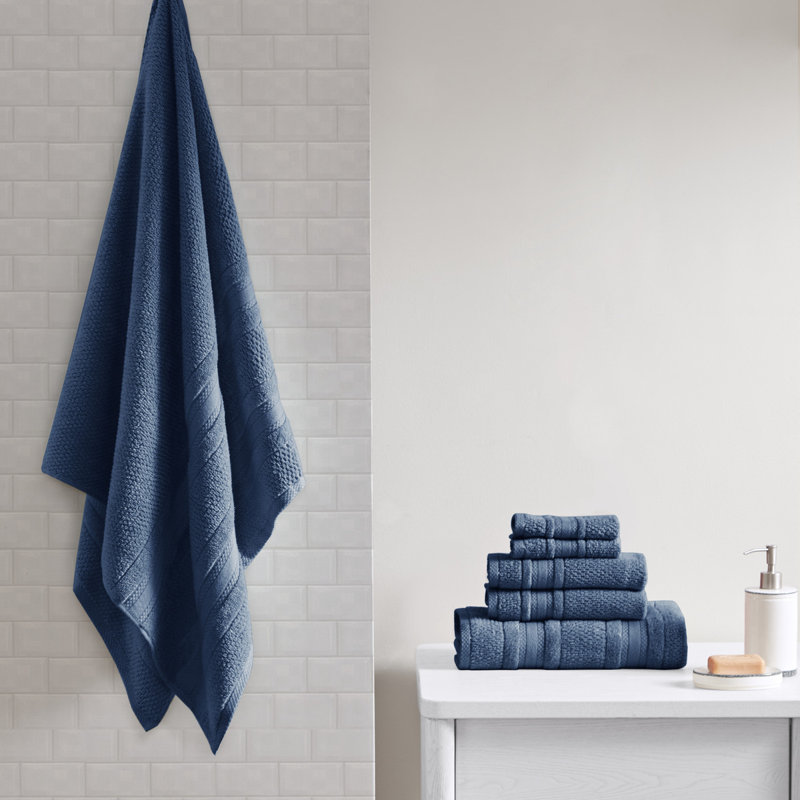 Soft Cotton Quick Dry Bath Towel 6-piece Set – Zero Twist Absorbent Lightweight Towels, Blue