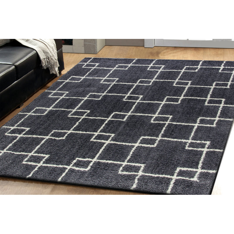 Tapis gris à motif géométrique Anje, Rectangle 5 pi 3 po x 7 pi