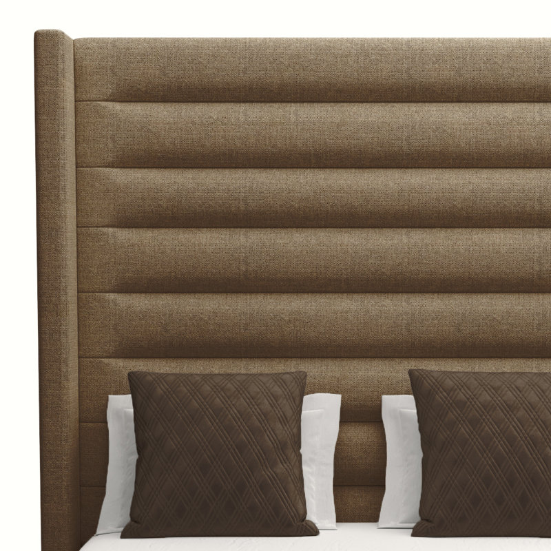 Lit tapissier standard Esparto, Revolution® en lin brun, Grand (haut)