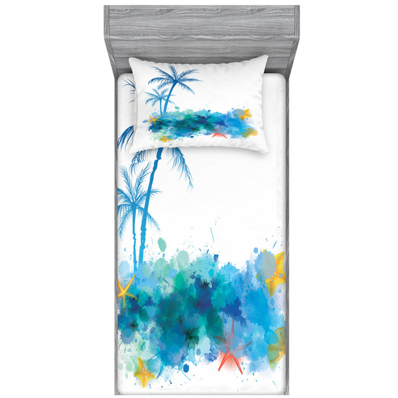 Seashells Microfiber Sheet Set, Twin XL Sheet Set with Fitted Sheet