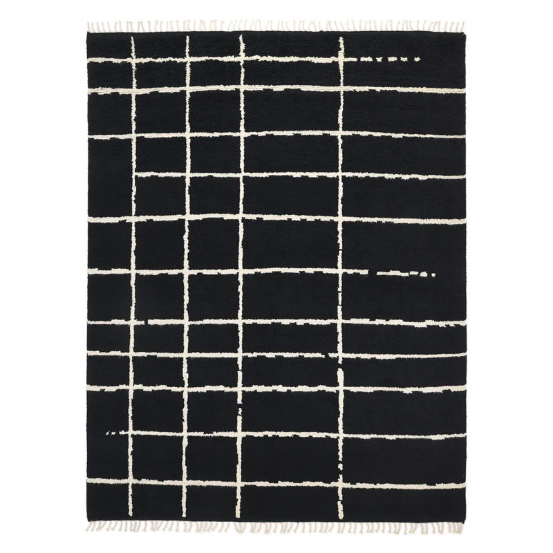 Paris Hand Knotted Area Rug in Black/White, Rectangle 8' x  10'
