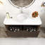 Meuble-lavabo mural 48 po pré-assemblé en grain de bois noyer foncé avec lavabo rond en céramique blanche-1353139417