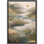 Golden Meadow River Valley avec fleurs sauvages et soleil couchant, impression sur toile-124795419-124795420