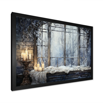 White and grey Antique Countryside window charm - Farm Windows Canvas Art