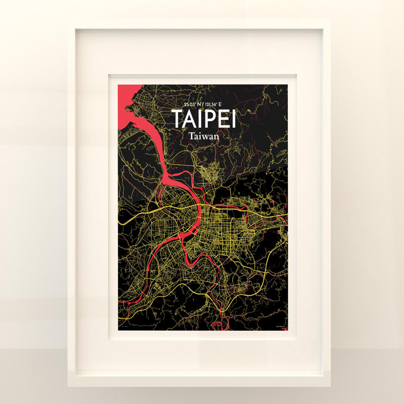 Taipei City Map In Contrast - No Frame Print, 24cm H x 18cm W x 0.05cm D