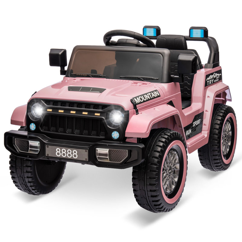 12V Kids Ride On Car with Parent Remote Control, Electric Toy Truck for Boys & Girls, All Terrain Outdoor Vehicle with Spring Suspension, LED Lights, Music Player