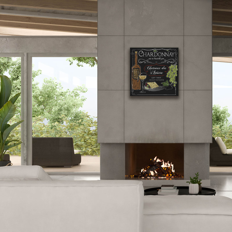 «Wine Chalkboard 4» par Fiona Stokes-Gilbert, art mural sur toile, H 26 po x l 26 po x P 1,5 po