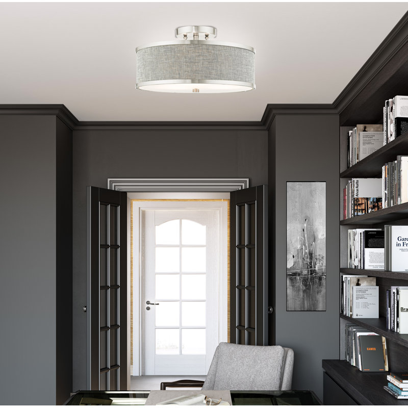 Plafonnier semi-encastré 3 lumières Berthine, H 8 po x l 15 po x P 15 po