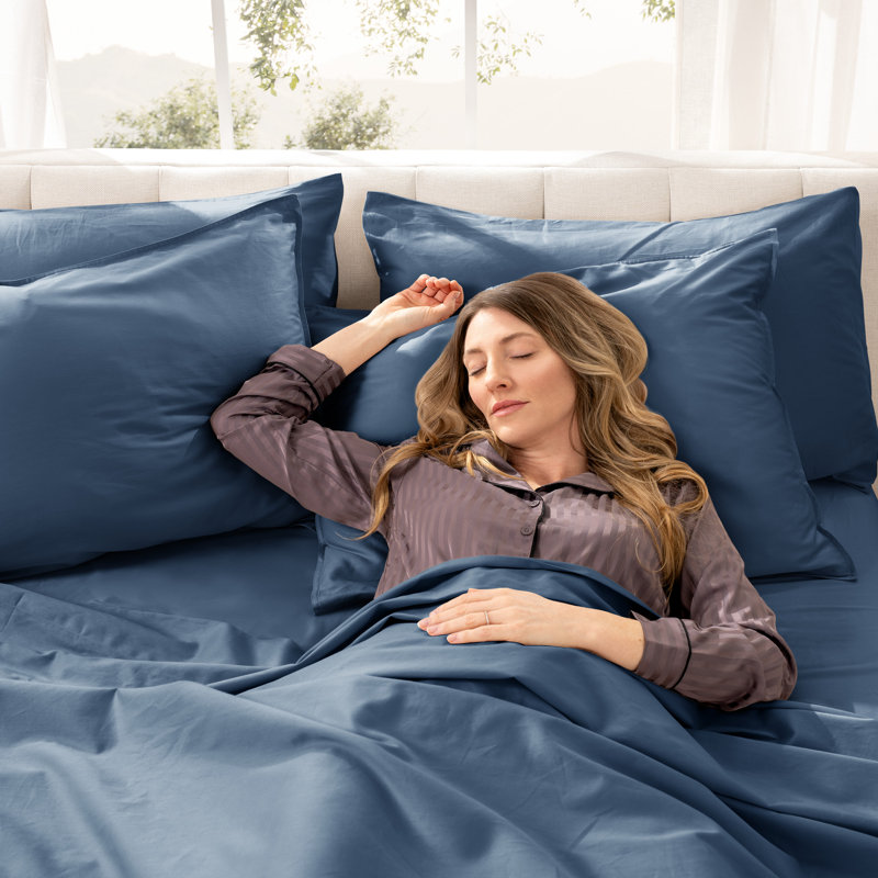 400 Thread Count Sateen Sheet Set, Bering Sea, Full Sheet Set with 2 Pillowcases