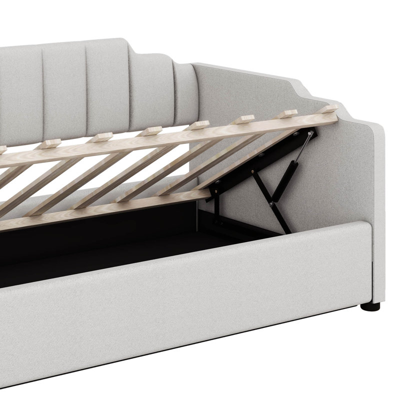 Upholstered Daybed With Underneath Storage, Twin, White