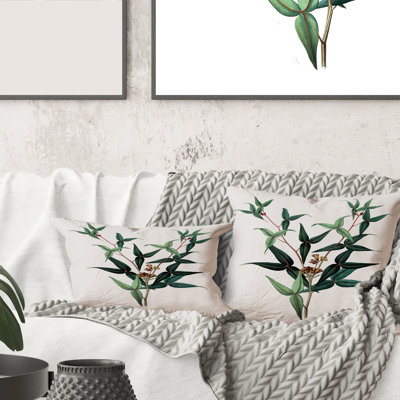 Rectangle, feuilles vertes rétro Plants VI - coussin décoratif traditionnel imprimé