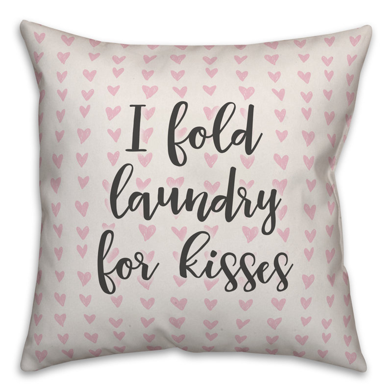  Oreiller carré I Fold Laundry for Kisses in Hearts, Coussin décoratif