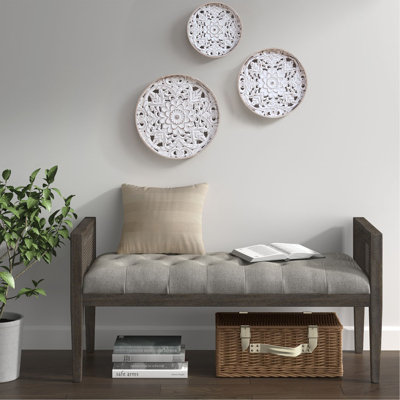 Ensemble de 3 décorations murales en bois sculpté blanc floral