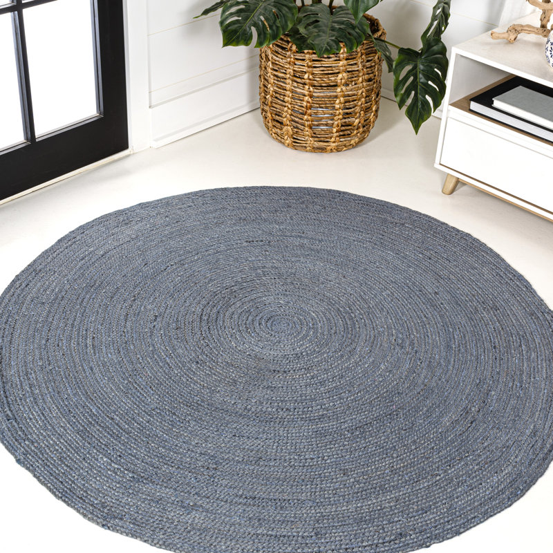 Tapis bleu tressé Kelliana, Rond 4 pi