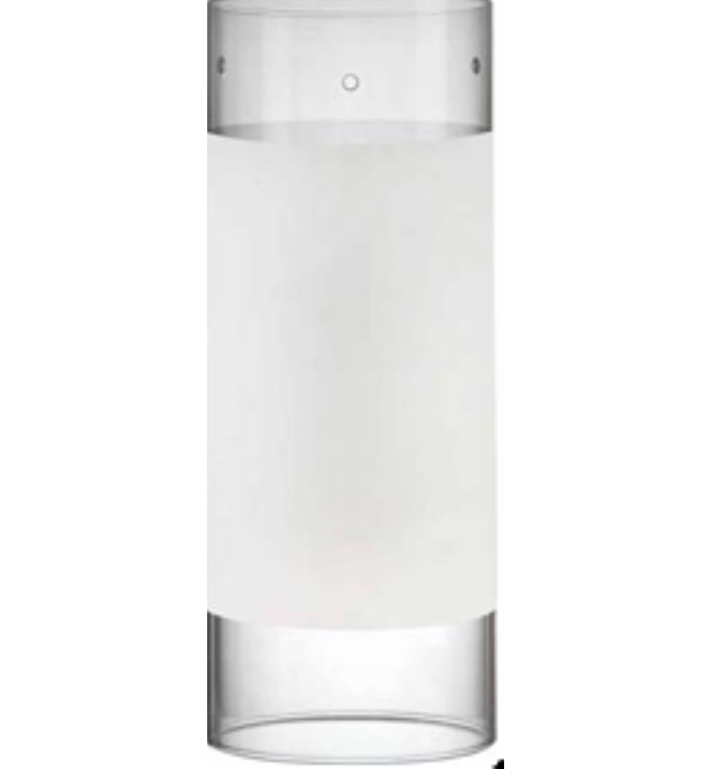 8" H Glass Cylinder Pendant Shade (Pin On) White with Clear Edge Volume Lighting