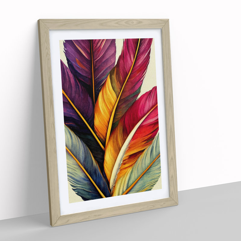 Beauteous Feathers - Single Picture Frame Print, 64cm H x 46cm W x 2cm D, Oak Framed