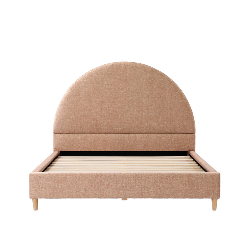Jodiel Arched Boucle Upholstered Bed Frame, Cream, Full