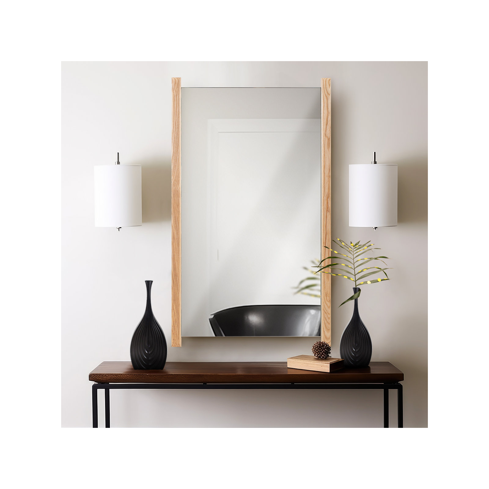 Angeles Solid Wood Rectangle Mirror, 40" x 24"