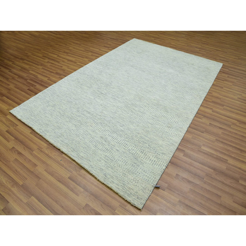 Tapis oriental blanc en laine noué à la main 6 pi x 9 pi E990AC5265384EB785D0E94B6182BEAE