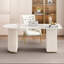 Blanc + demi-cercle en pierre frittée blanc crème + bois manufacturé avec bureau 1 tiroir-108647403-108647401