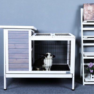 Cage spacieuse en bois gris pour animaux de compagnie