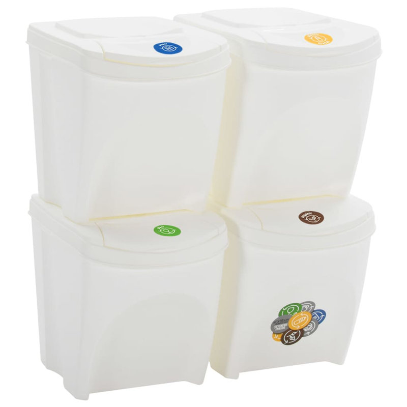 vidaXL Stackable Garbage Bin Boxes 26.4 gal Polypropylene, White