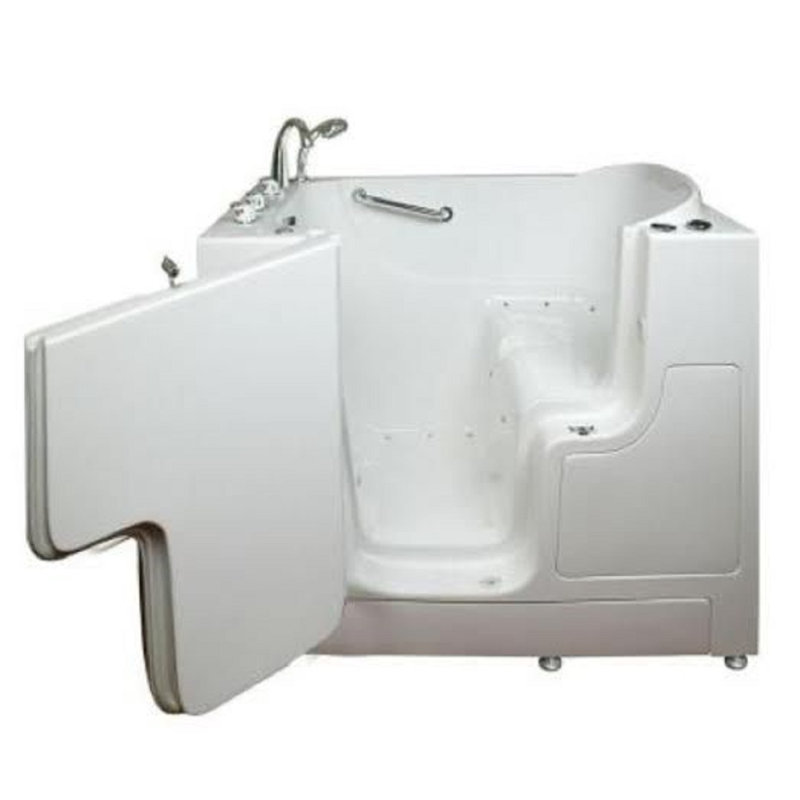 Baignoire à accès libre en fibre de verre 52 po x 30 po avec robinet, Blanc, Gauche