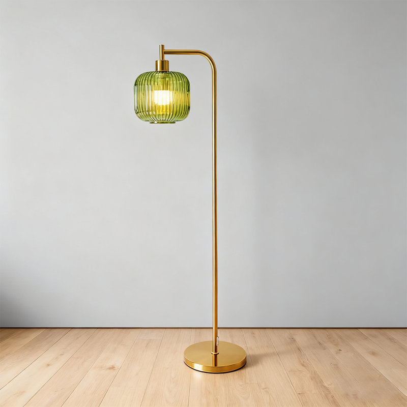 Medieval style metal glass floor lamp, Green