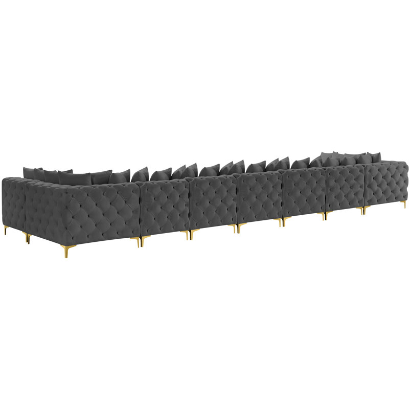 Tremblay 228" Wide Velvet Reversible Modular Corner Sectional, Grey Velvet