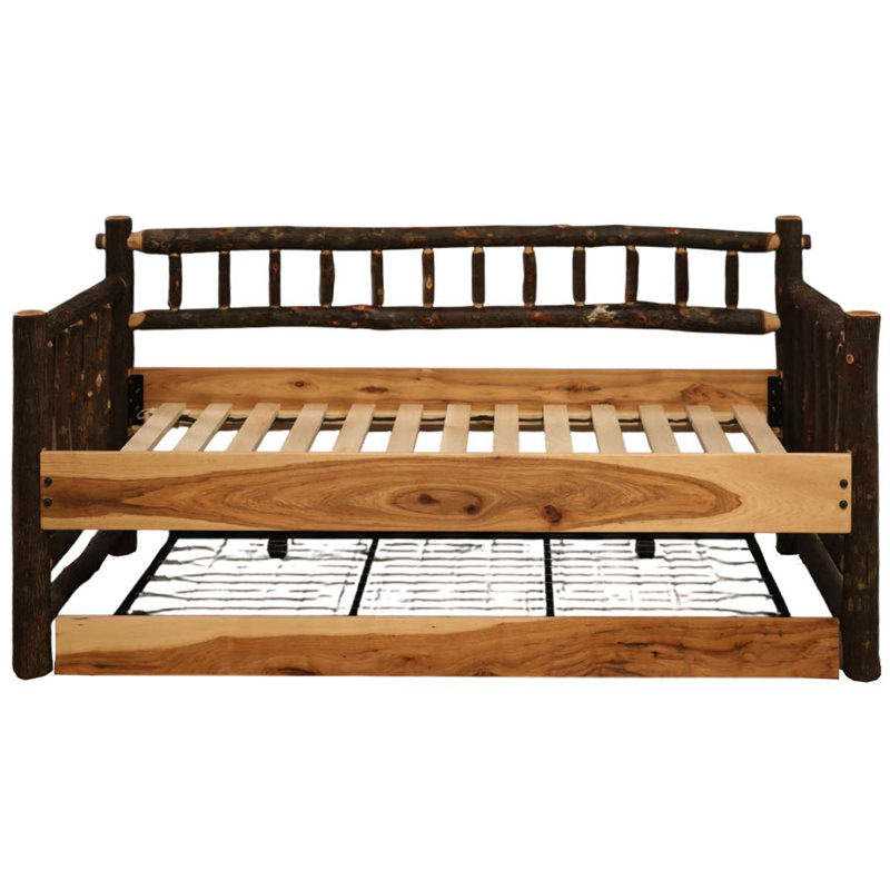 Fireside Lodge Hickory Log Daybed - without Trundle - Natural - Includes Slat Roll, Natural Hickory, None