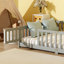 Lit grand format avec clôture, porte, lit en bois d'hévéa avec garde-corps de sécurité, gris-1149713537-1149713543