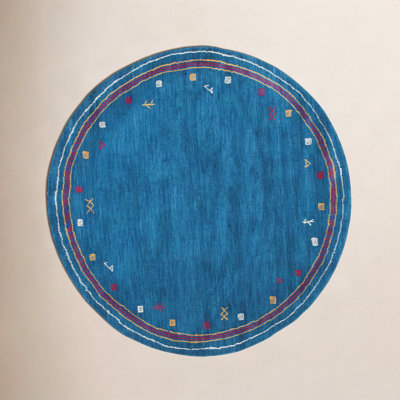 Danette Blue Southwestern Hand-Loomed Wool Rug