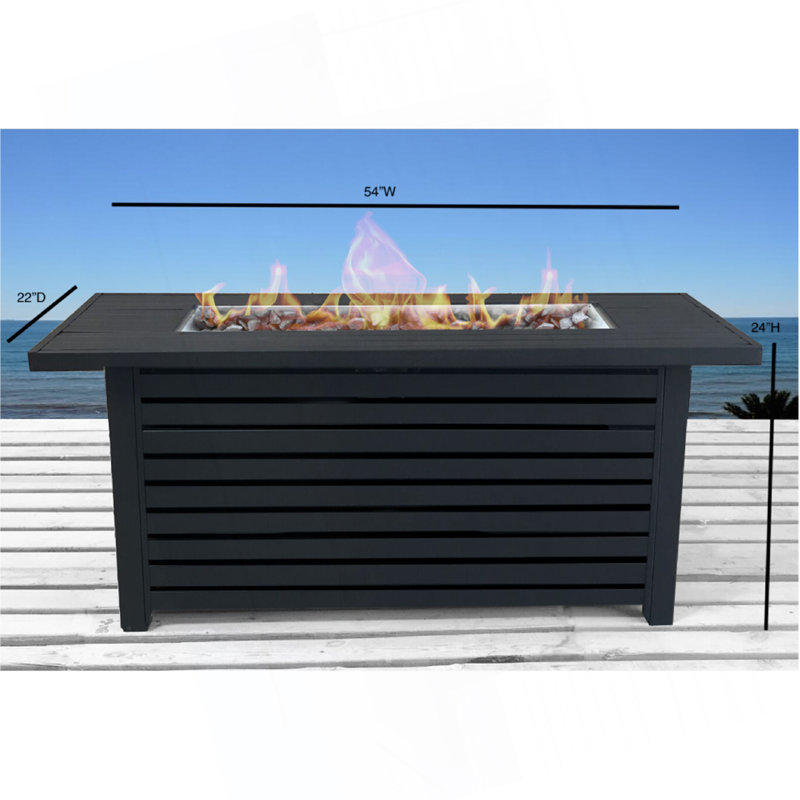 Table de foyer d'extérieur en acier au propane / gaz naturel avec couvercle