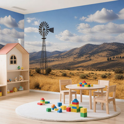 Papier peint adhésif mural autocollant amovible pour le salon de la chambre à coucher WindMill H 100 po x l 144 po