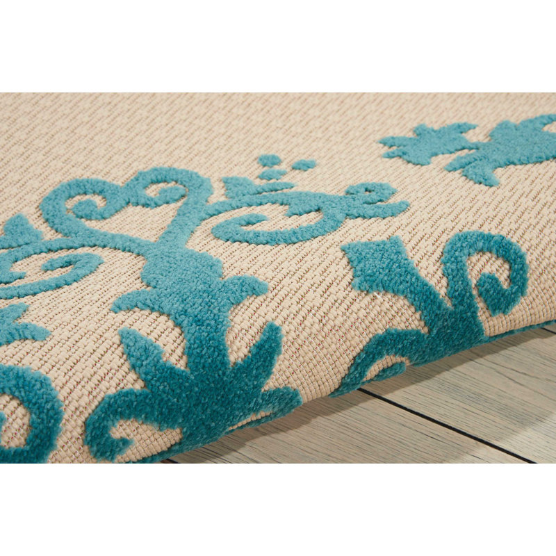 Tapis intérieur / extérieur bleu turquoise Friedler, Rectangle 9 pi 6 po x 13 pi