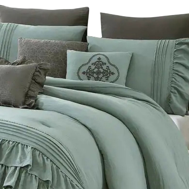  Ensemble d'édredon réversible en microfibre verte, Édredon très grand + 7 articles supplémentaires