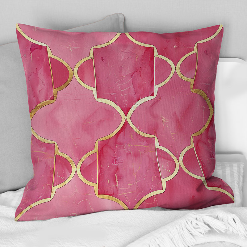 Coussin décoratif rose Mid-Century Trellis V - Mid-Century, H 16 po x l 16 po